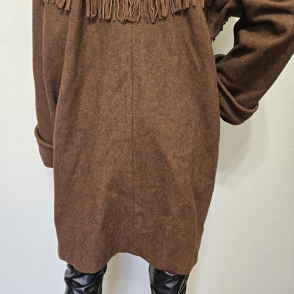 Vintage Donny Brook Brown Wool With Leather Fringe Size L - Picture 12 of 14